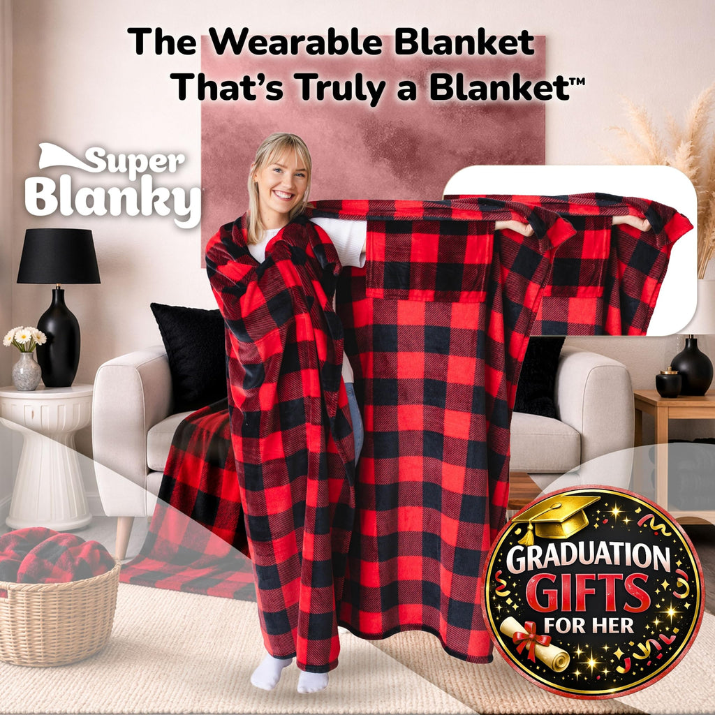 Super Blanky Wearable Blankets for Women & Men, Graduation Day Gift for Her, Cozy Gifts for Women, Wife Birthday Gifts Ideas