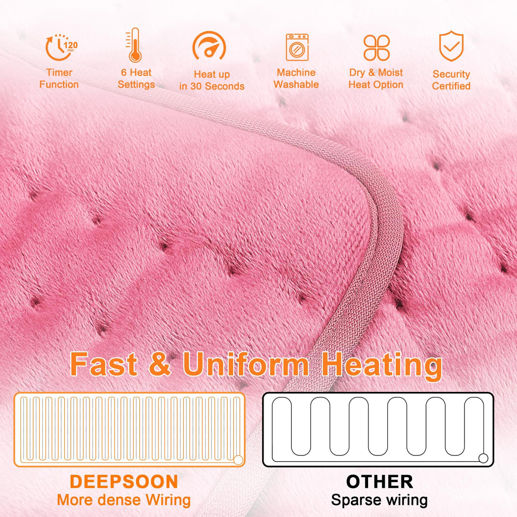 Heating Pad,Heated Blanket,Heating Pad for Back Neck,Silvergray,24x12In | Electric Heating Pad,Dry/Moist Heat Heating Pads,Heating Pads for Shoulder,Abdomen,Knee,Heat Pad for Women Men,Birthday Gift