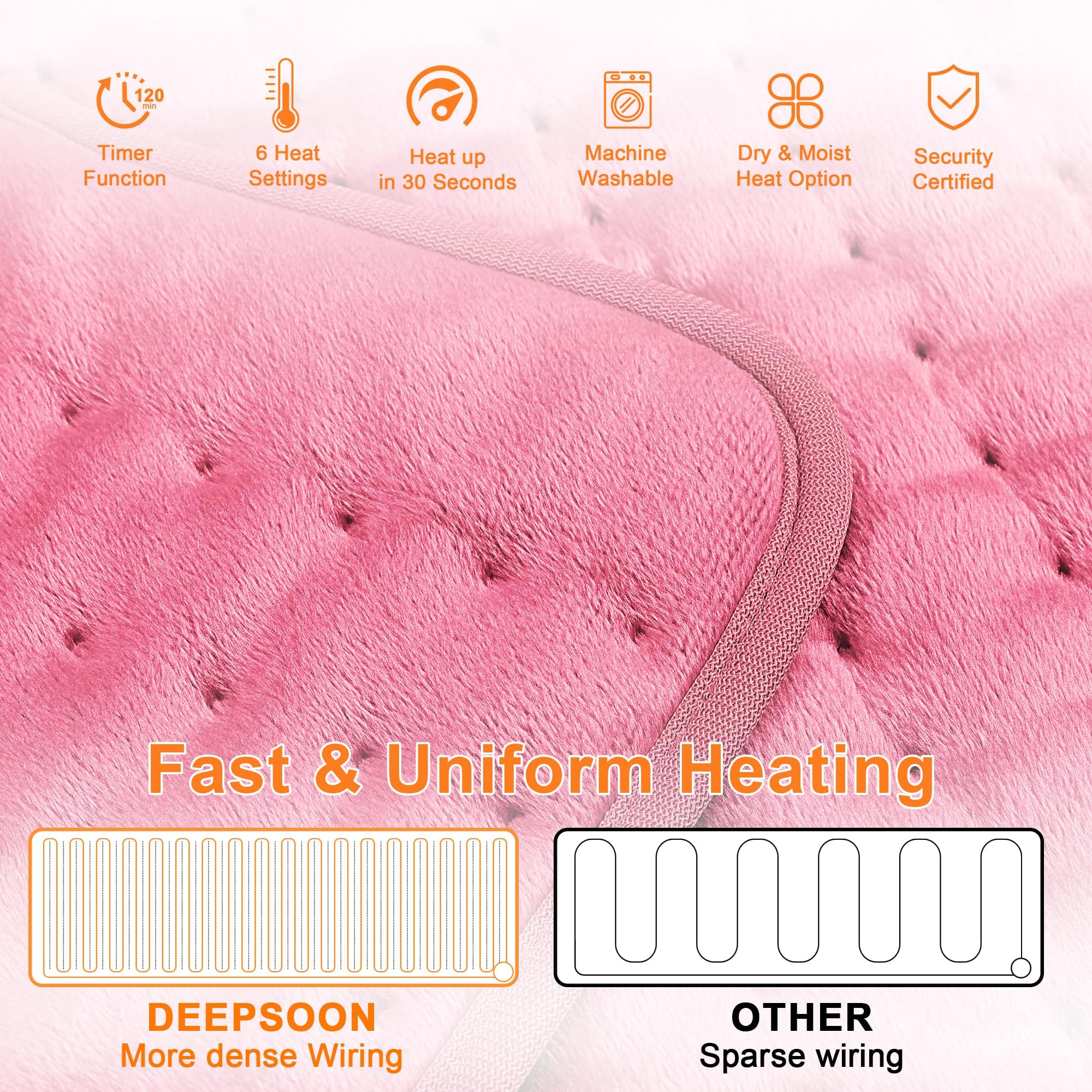 Heating Pad,Heated Blanket,Heating Pad for Back Neck,Silvergray,24x12In | Electric Heating Pad,Dry/Moist Heat Heating Pads,Heating Pads for Shoulder,Abdomen,Knee,Heat Pad for Women Men,Birthday Gift
