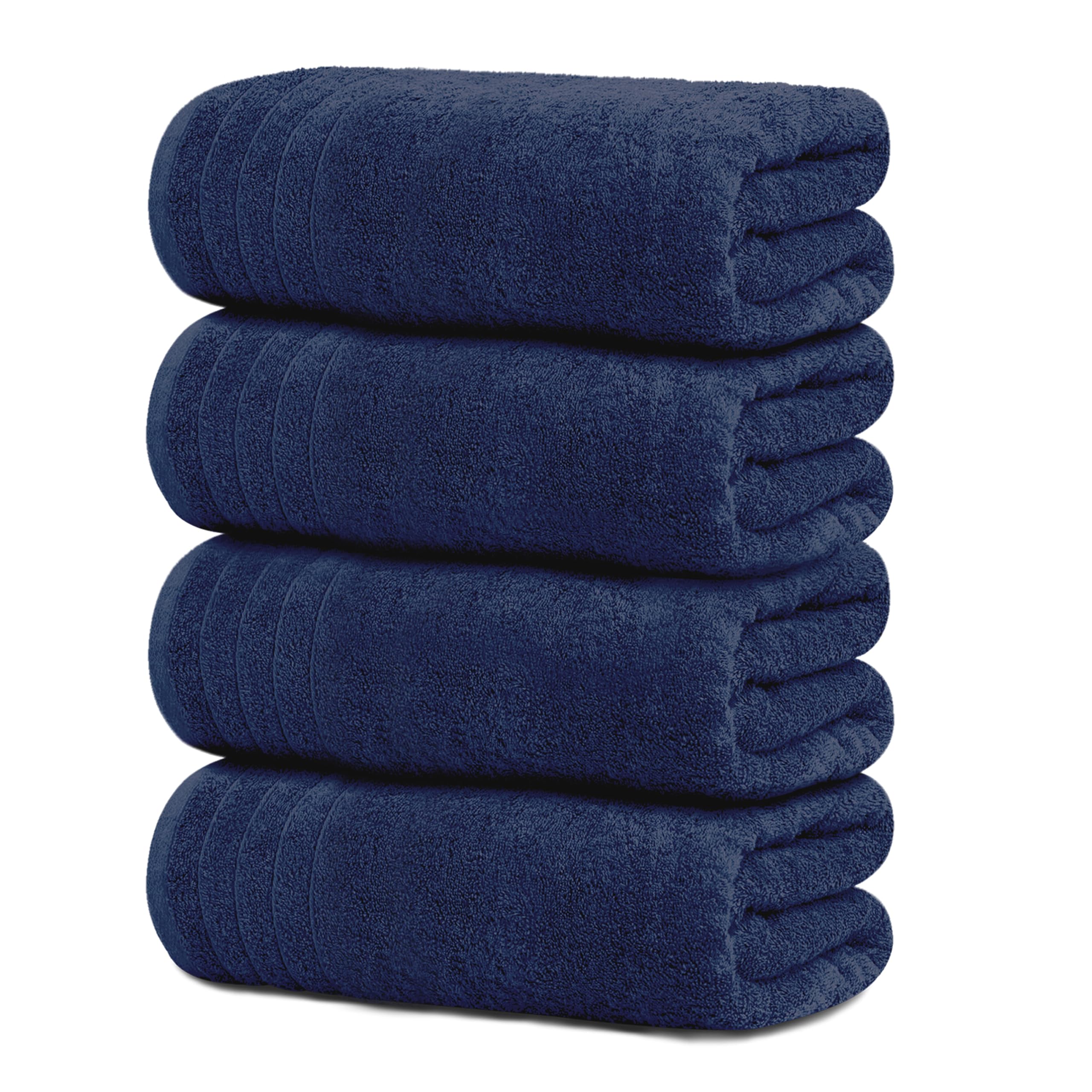 Tens Towels Pack of 4 Extra Large Bath Towels 30 x 60 Inches, 100% Cotton, Larger & Lighter Weight, Quicker to Dry, Super Soft and Absorbent, Perfect for Bathroom, Black