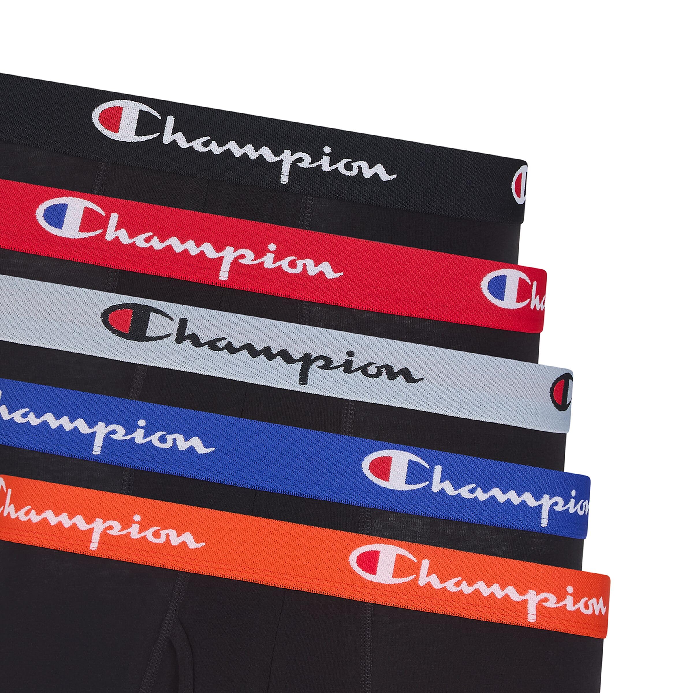 Champion Men's Everyday Cotton Stretch 5 Pack Boxer Briefs, Total Support Pouch, Moisture-Wicking, No Ride-up Fit