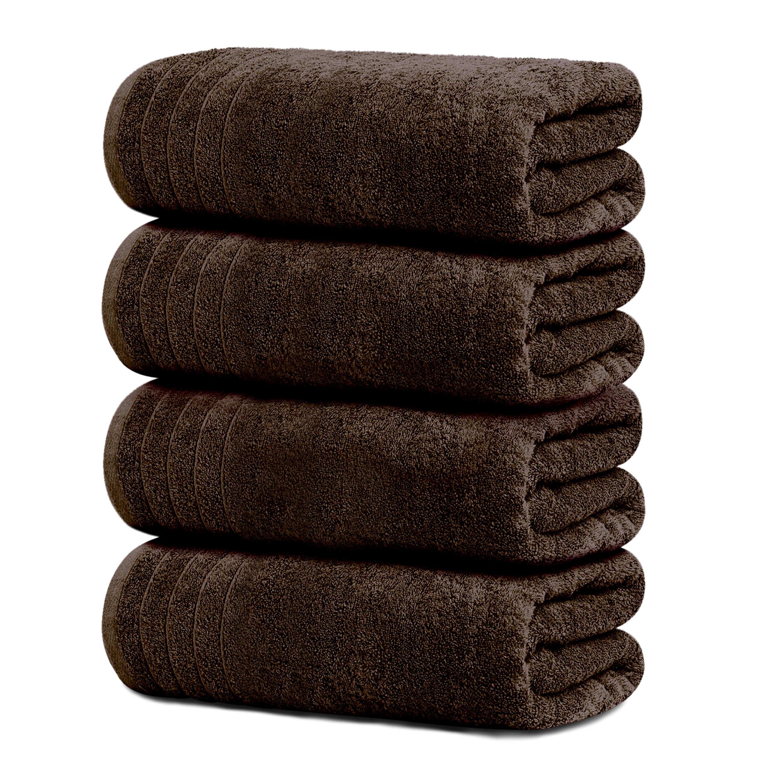 Tens Towels Pack of 4 Extra Large Bath Towels 30 x 60 Inches, 100% Cotton, Larger & Lighter Weight, Quicker to Dry, Super Soft and Absorbent, Perfect for Bathroom, Black