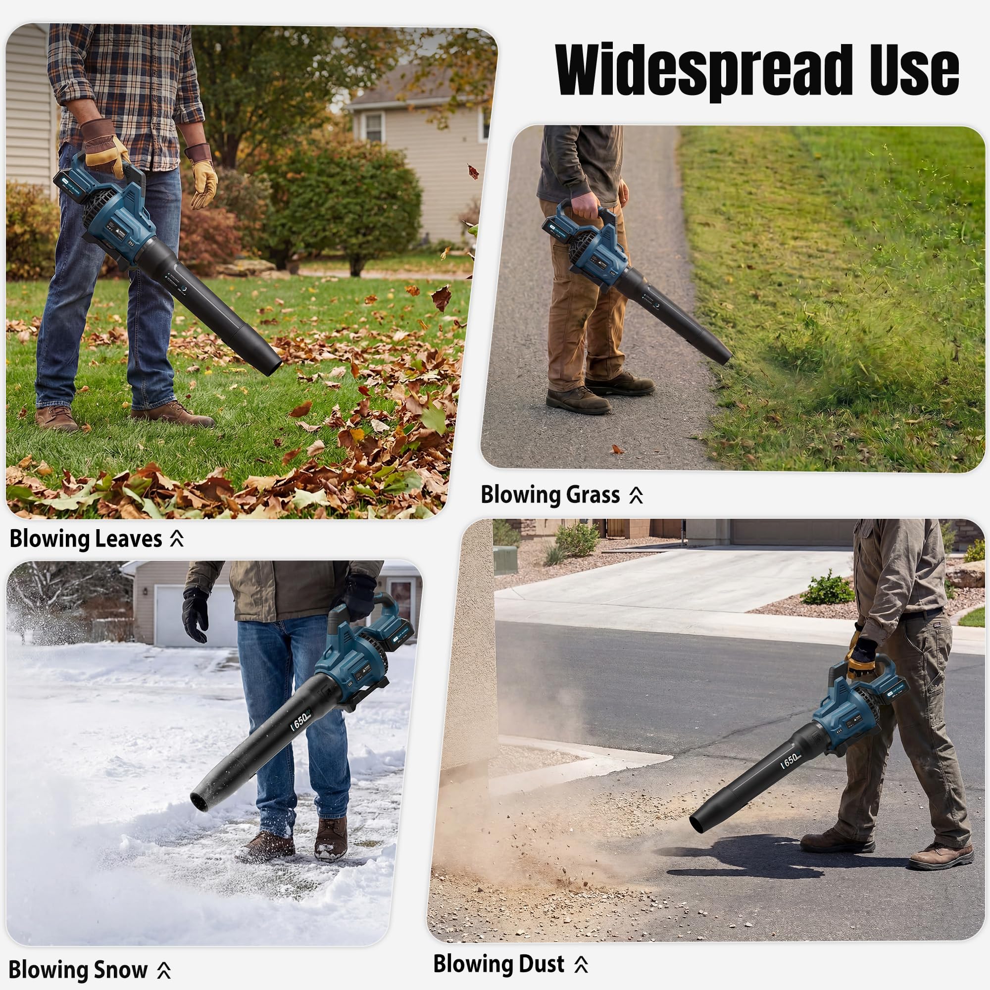 LOSART Leaf Blower Cordless, 650CFM & 3 Speed Levels, 1200W Electric Cordless Leaf Blower with 2 x 5.0Ah Batteries & Fast Charger, Blowers for Lawn Care, Yard, Blowing Leaves, Dust, Snow
