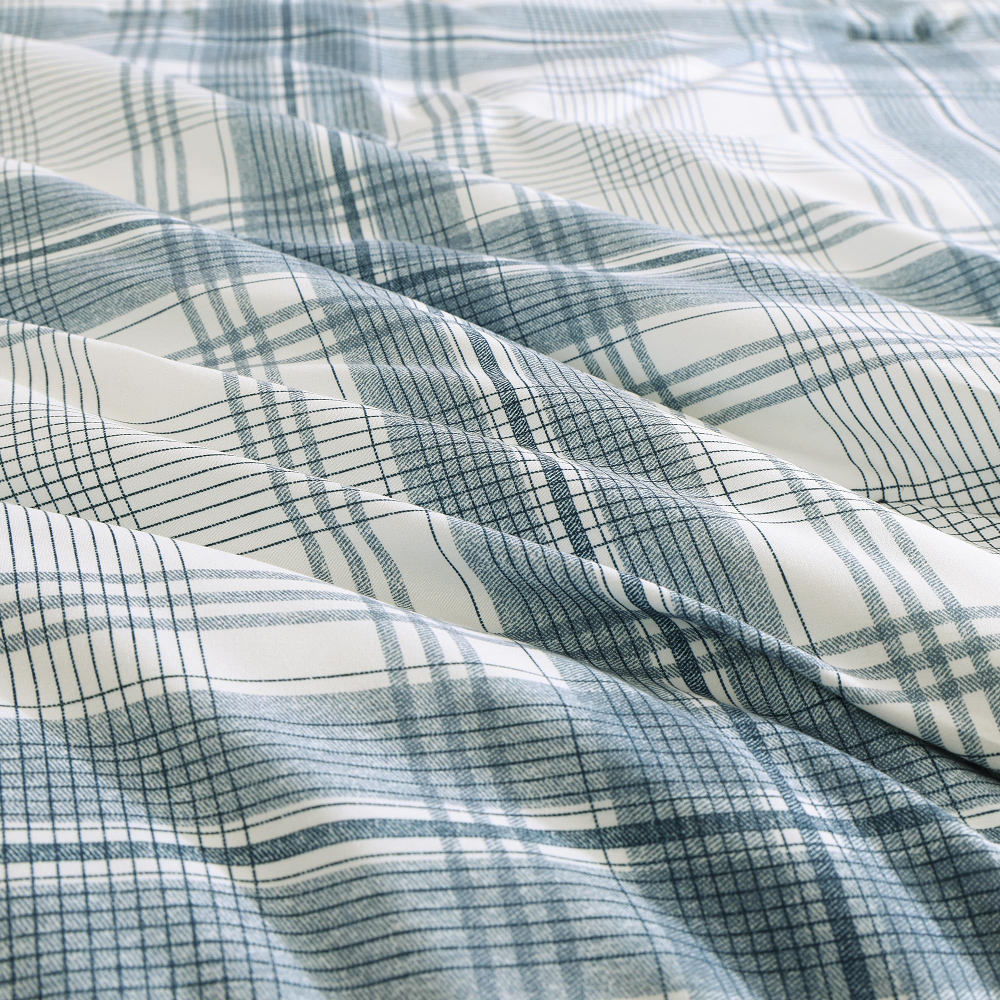 MaiRêve Plaid Twin XL Comforter Set Navy Blue 5 Pieces Dorm Bed in a Bag | Rustic Farmhouse Bedding Sets for Boys Teen with Sheets, Pillowcase & Sham