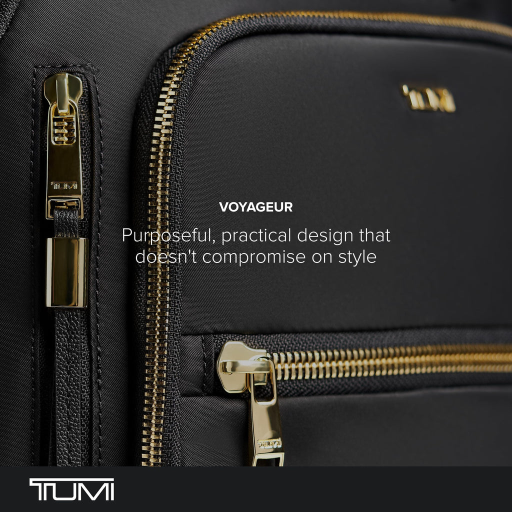 TUMI - Voyageur Halsey Backpack - Travel Backpack - For Business, Fashion, Commute - Holds Up to 14" Screens - Black & Gold