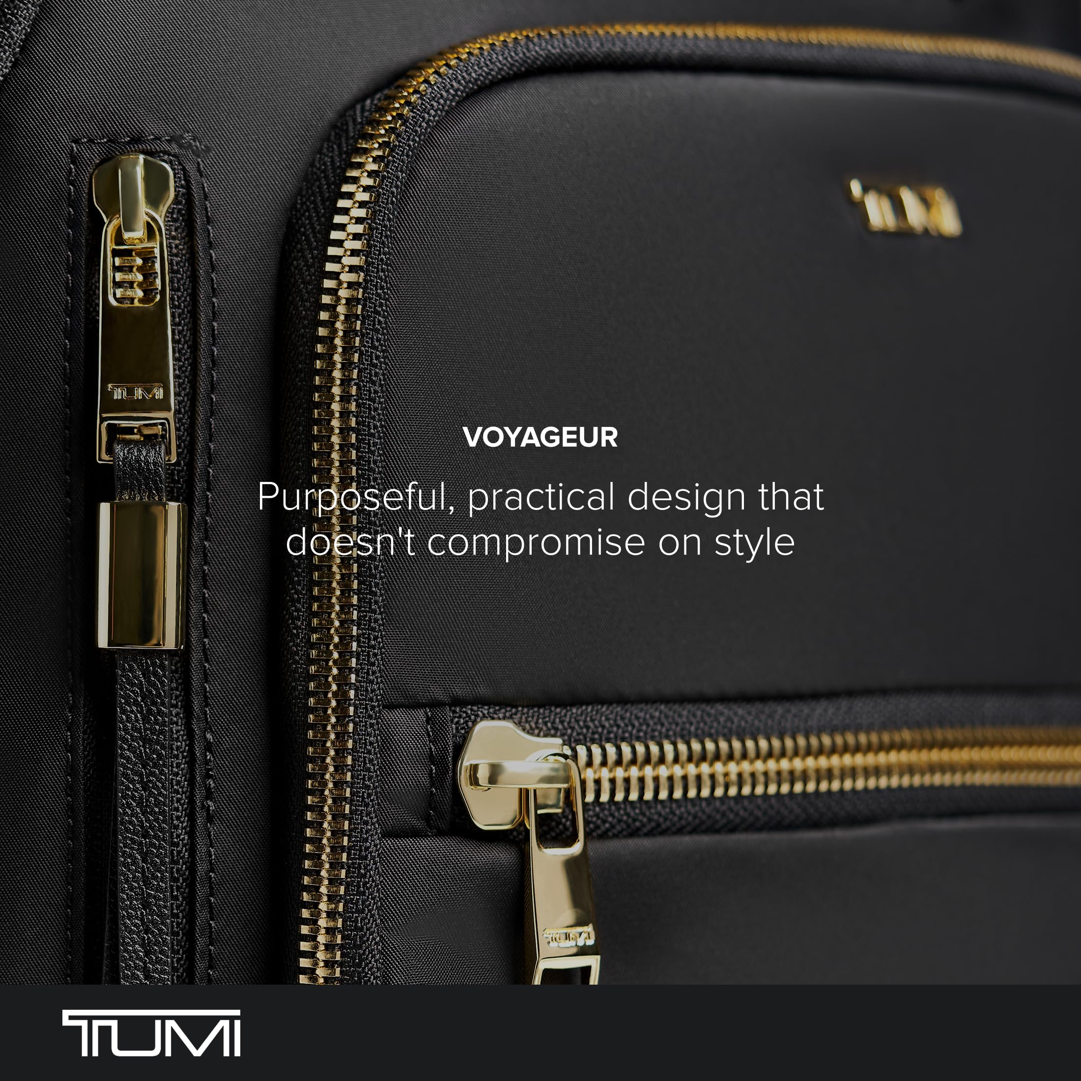 TUMI - Voyageur Halsey Backpack - Travel Backpack - For Business, Fashion, Commute - Holds Up to 14" Screens - Black & Gold