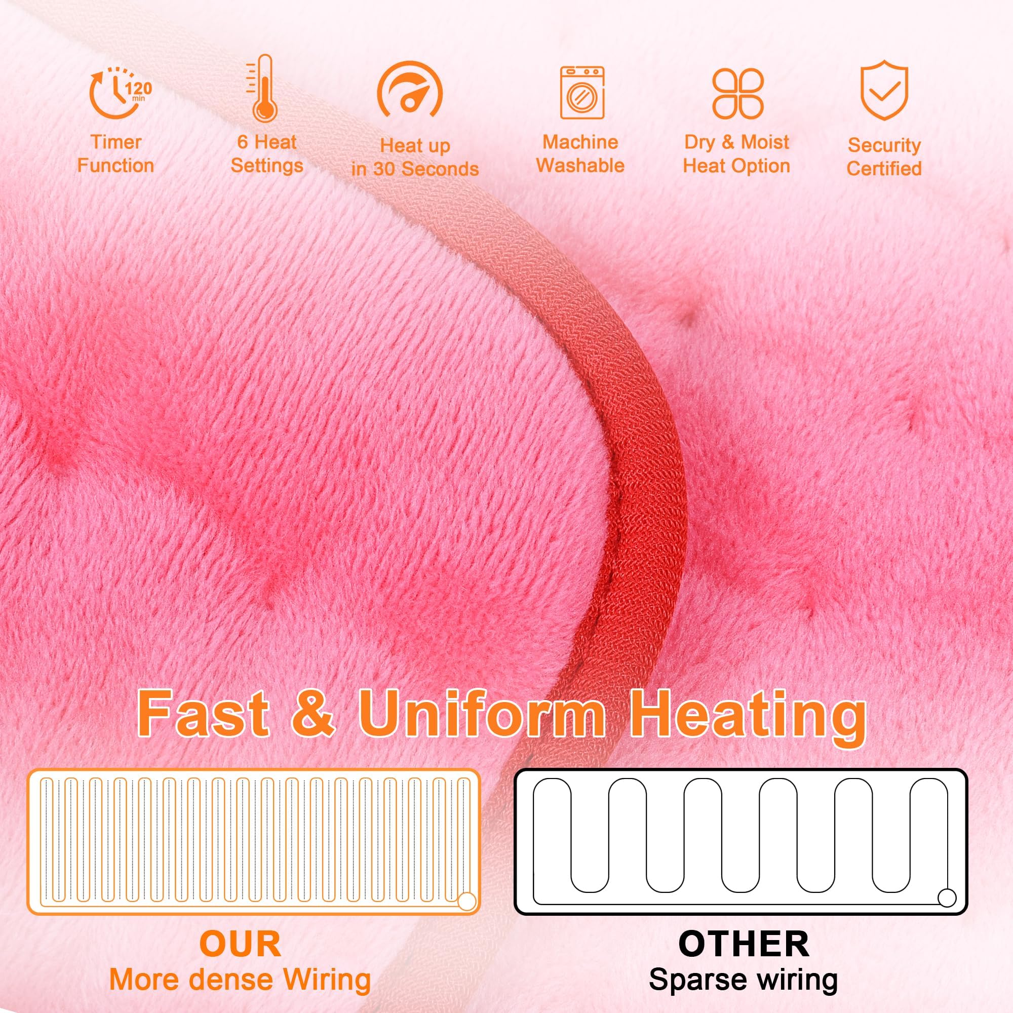Heating Pad,Heated Blanket,Heating Pad for Back Neck,Silvergray,24x12In | Electric Heating Pad,Dry/Moist Heat Heating Pads,Heating Pads for Shoulder,Abdomen,Knee,Heat Pad for Women Men,Birthday Gift