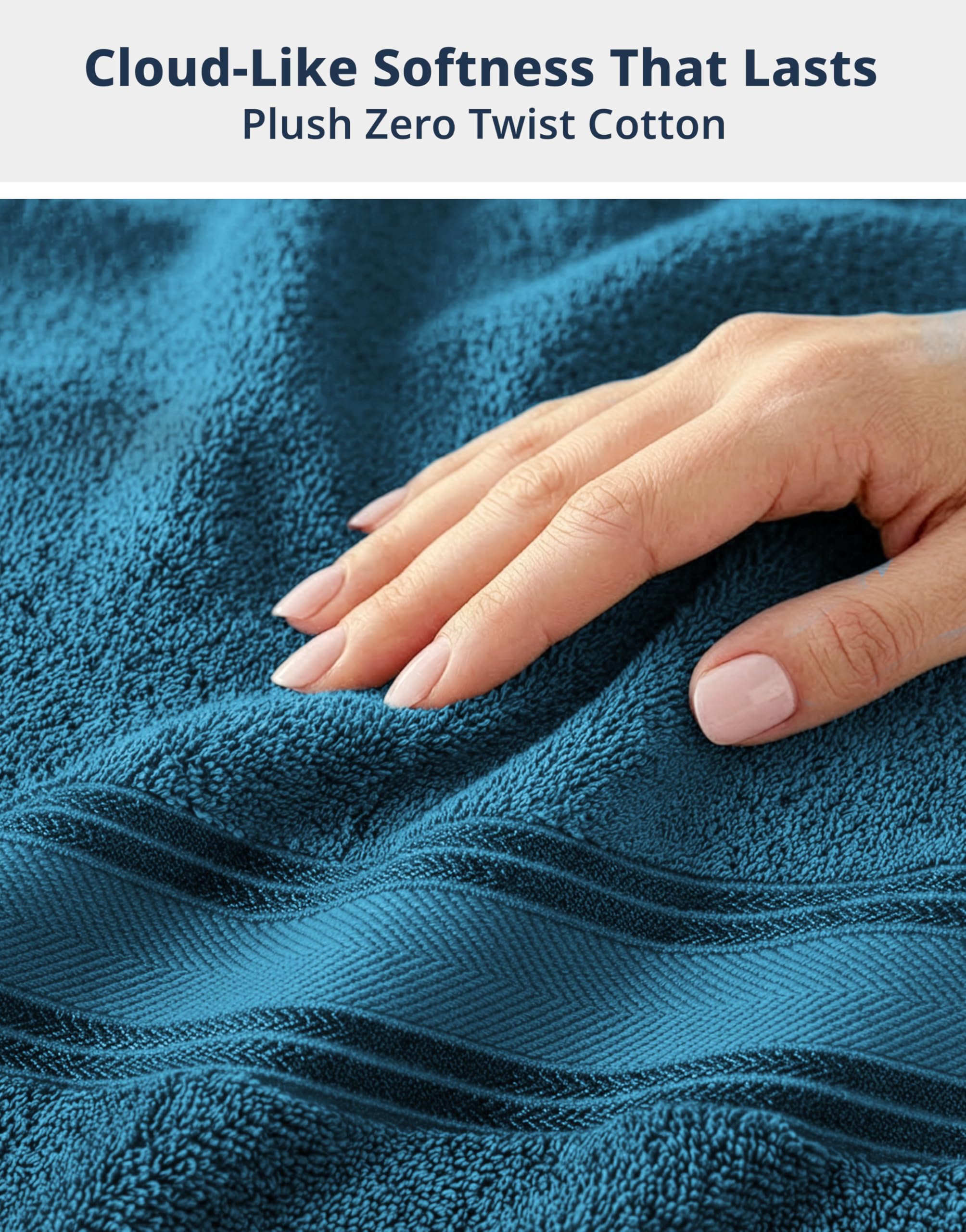 LANE LINEN Bathroom Towels Set of 18 – Zero Twist, 100% Mercerized Cotton Towel, 6 Bath, 6 Handtowel & 6 Washcloths, Luxury Hotel Design, Perfect for Salon & Guests, Machine Washable – Cerulean Blue
