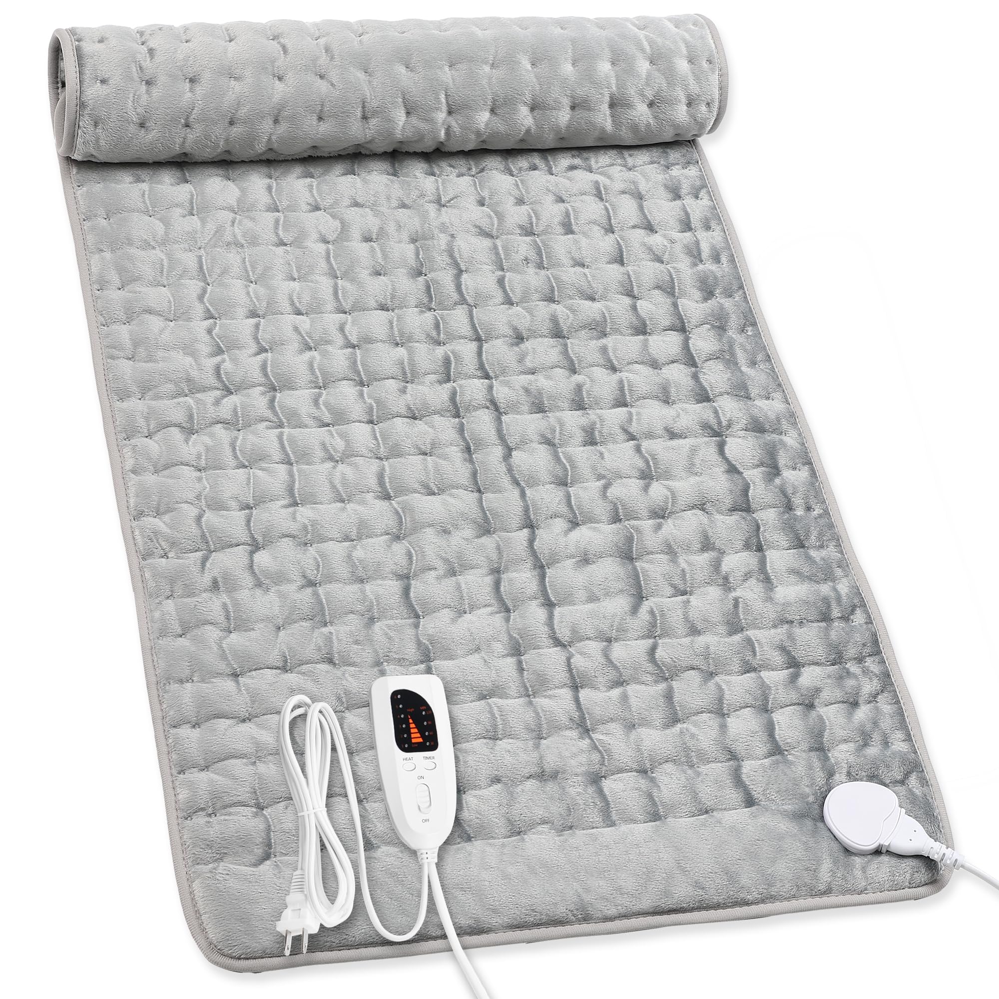 Heating Pad,Heated Blanket,Heating Pad for Back Neck,Silvergray,24x12In | Electric Heating Pad,Dry/Moist Heat Heating Pads,Heating Pads for Shoulder,Abdomen,Knee,Heat Pad for Women Men,Birthday Gift