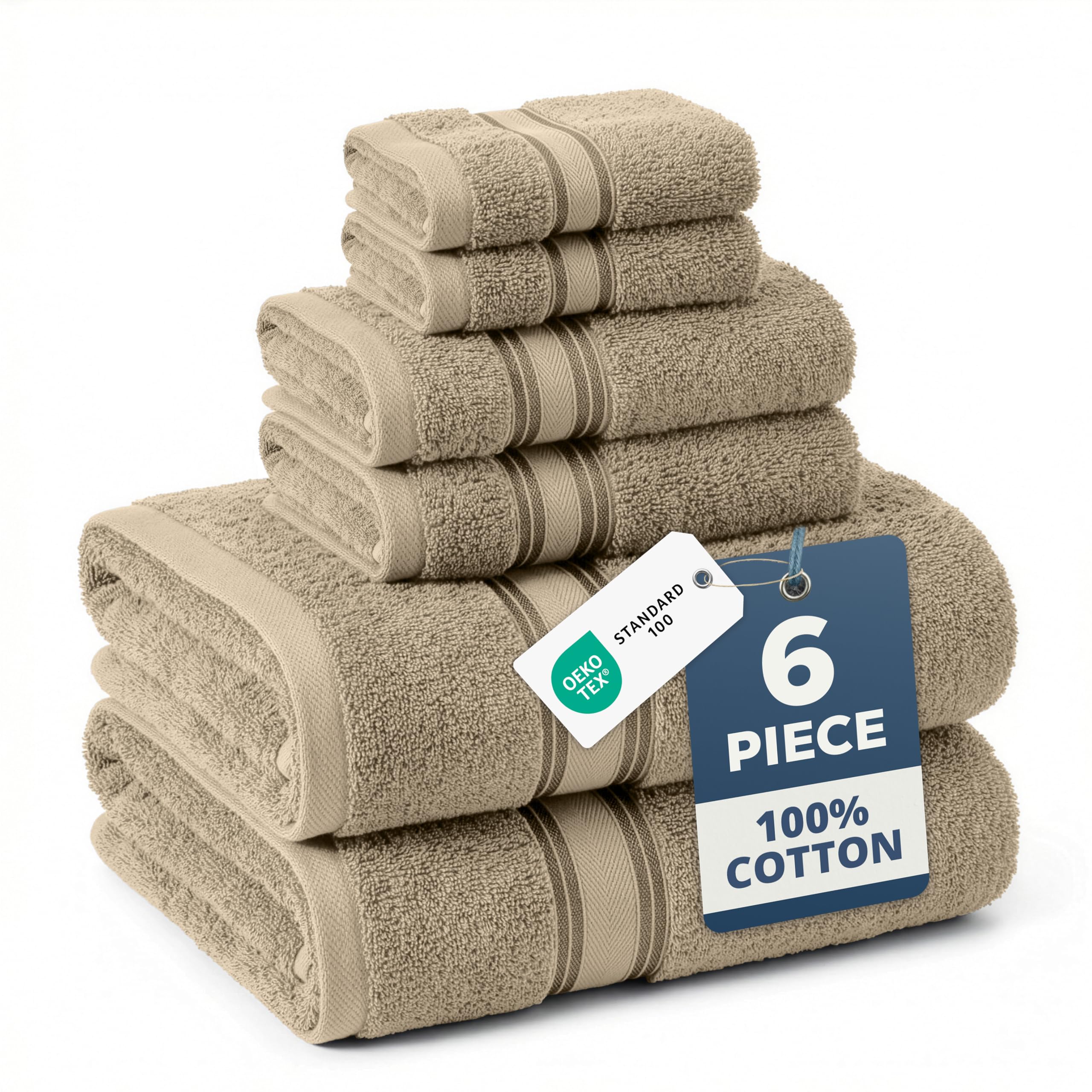 LANE LINEN Bathroom Towels Set of 18 – Zero Twist, 100% Mercerized Cotton Towel, 6 Bath, 6 Handtowel & 6 Washcloths, Luxury Hotel Design, Perfect for Salon & Guests, Machine Washable – Cerulean Blue