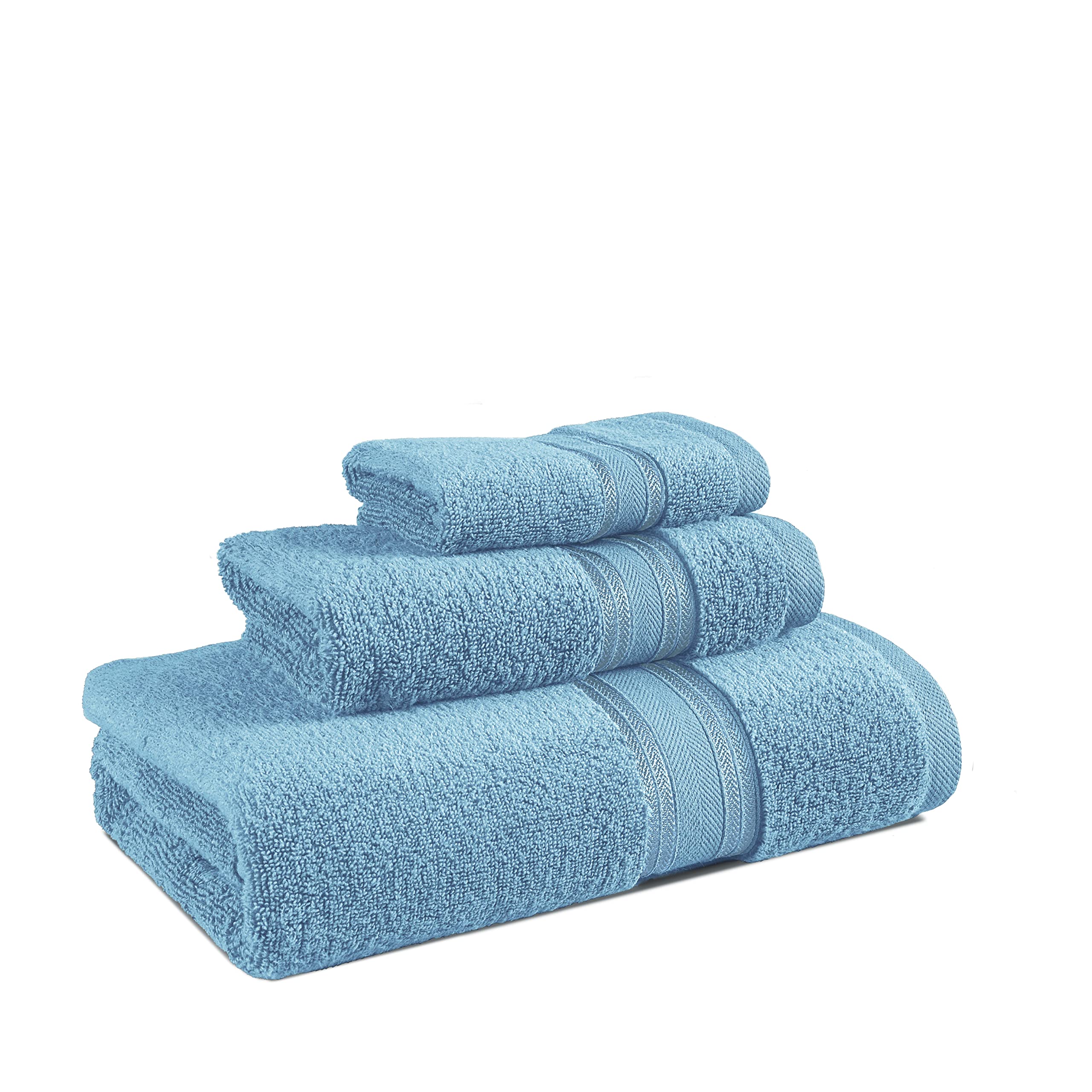 LANE LINEN Bathroom Towels Set of 18 – Zero Twist, 100% Mercerized Cotton Towel, 6 Bath, 6 Handtowel & 6 Washcloths, Luxury Hotel Design, Perfect for Salon & Guests, Machine Washable – Cerulean Blue