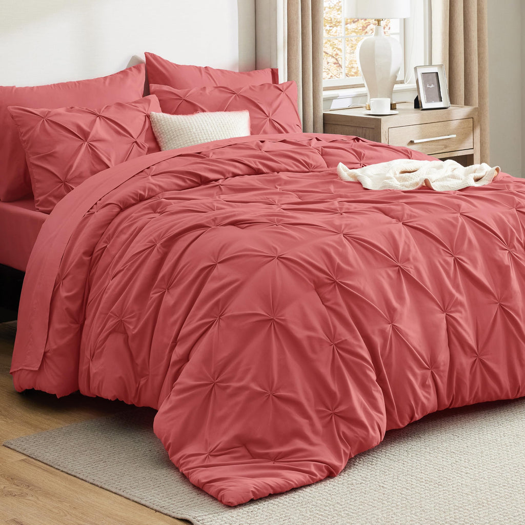 Bedsure Twin XL Comforter Set Pink - Dorm Room Essentials for Girls, Extra Long Twin XL Bedding Set with Sheets, All Season Down Alternative Comforter with Sheets, Pillowcase & Sham