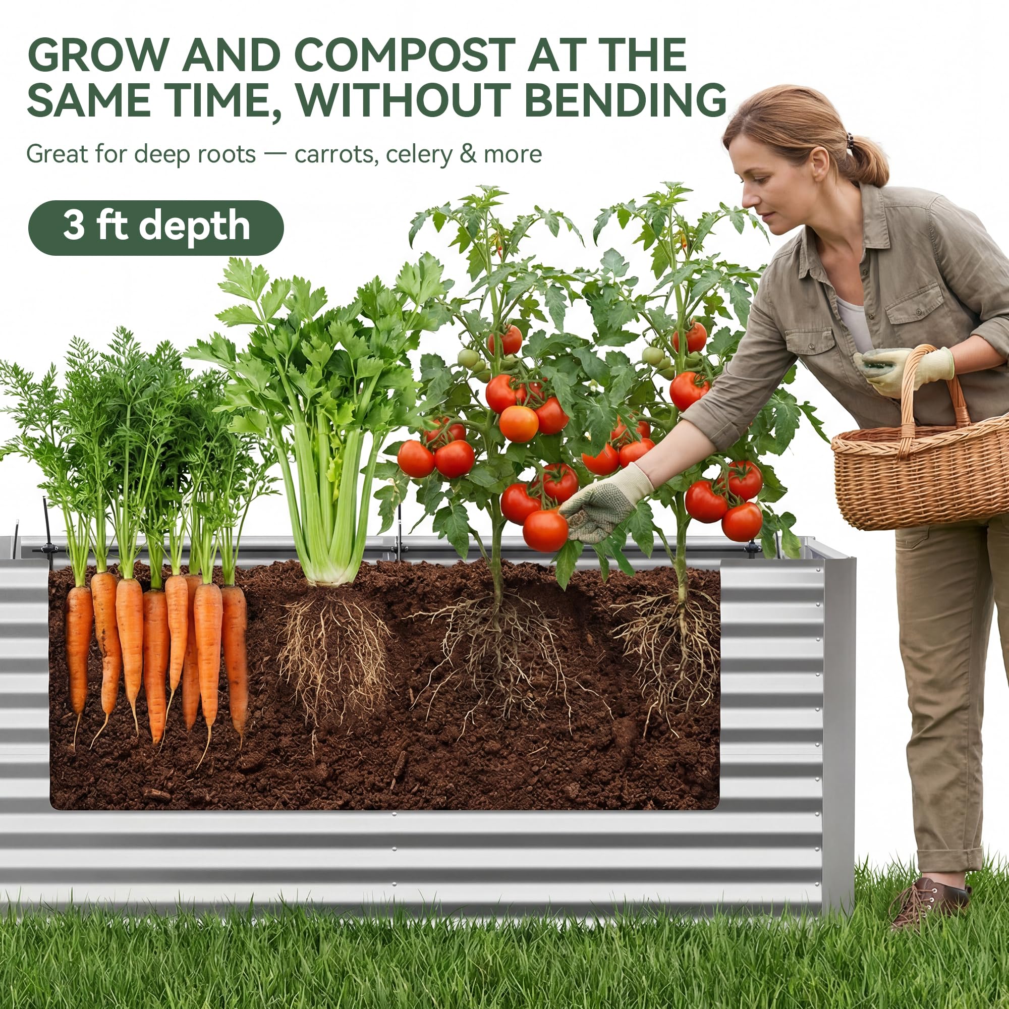 Lineware Raised Garden Bed with Sprinkler Timer and Self-Watering System, 6x3x1 ft Elevated Planter Boxes Outdoor with Mesh Cover, Galvanized Raised Beds for,Vegetables,Flowers, Backyard, Patio
