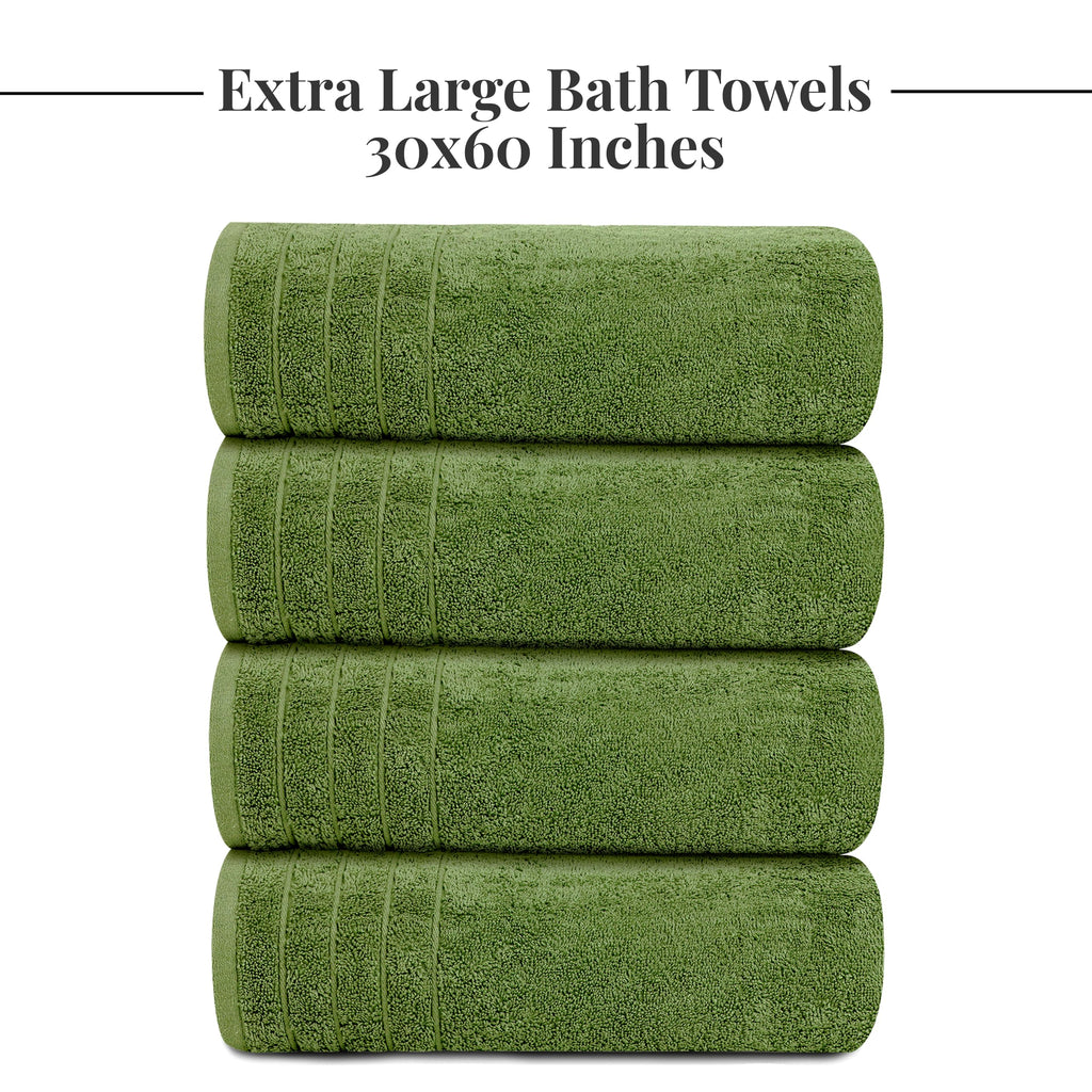 Tens Towels Pack of 4 Extra Large Bath Towels 30 x 60 Inches, 100% Cotton, Larger & Lighter Weight, Quicker to Dry, Super Soft and Absorbent, Perfect for Bathroom, Black