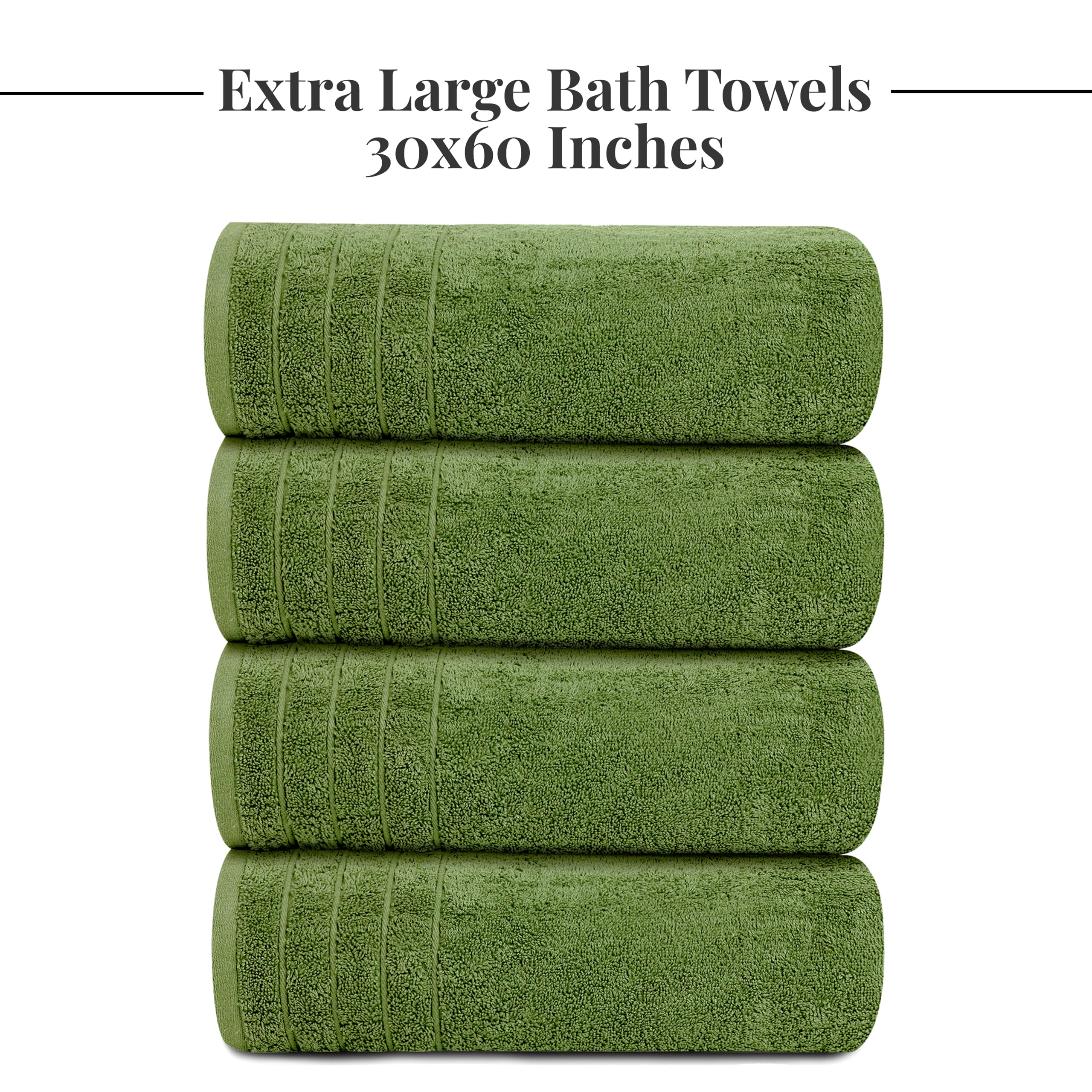 Tens Towels Pack of 4 Extra Large Bath Towels 30 x 60 Inches, 100% Cotton, Larger & Lighter Weight, Quicker to Dry, Super Soft and Absorbent, Perfect for Bathroom, Black