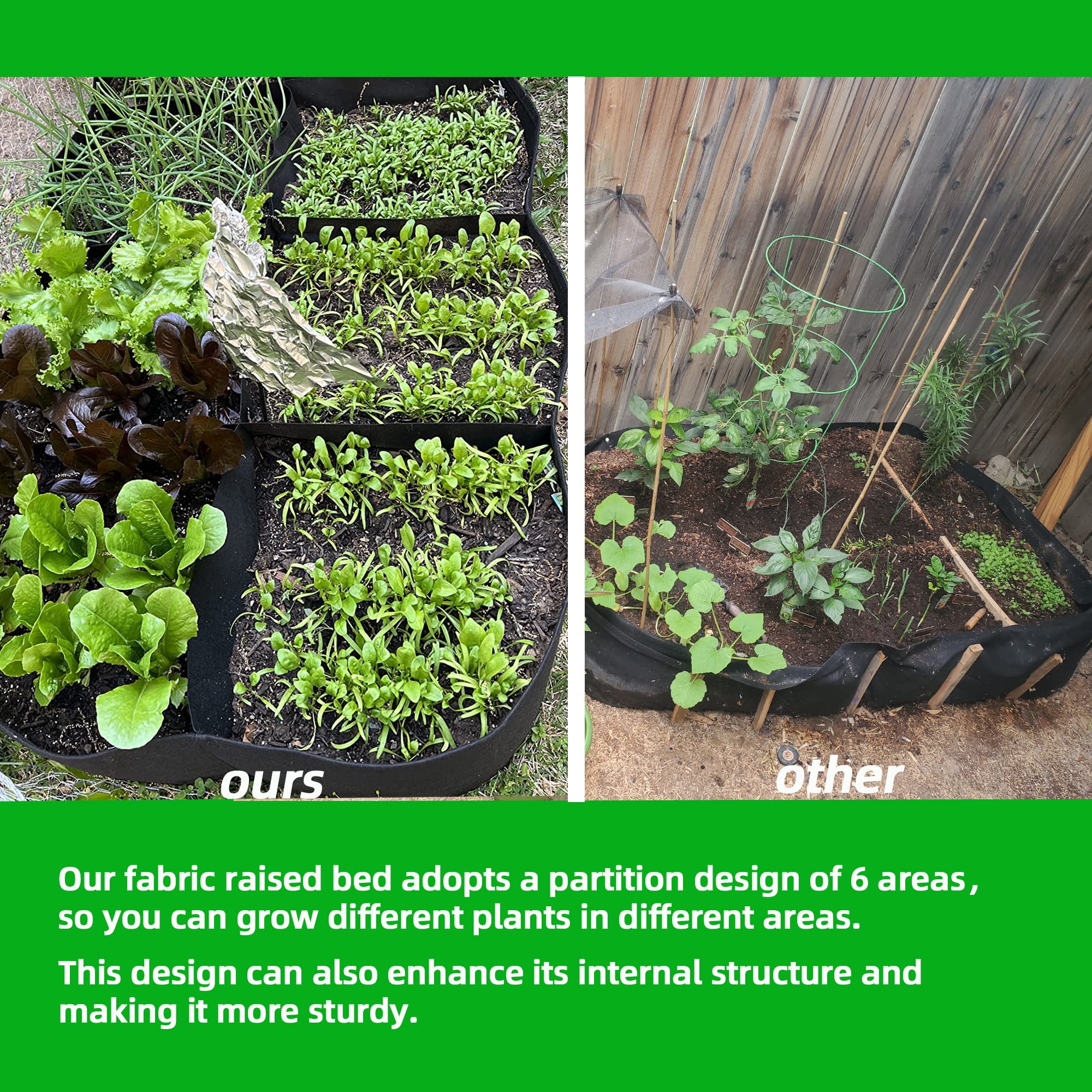 CJGQ Fabric Raised Garden Bed 6x3x1ft Garden Grow Bed Bags for Growing Herbs, Flowers and Vegetables 128 Gallon