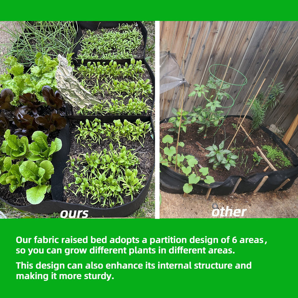 CJGQ Fabric Raised Garden Bed 6x3x1ft Garden Grow Bed Bags for Growing Herbs, Flowers and Vegetables 128 Gallon