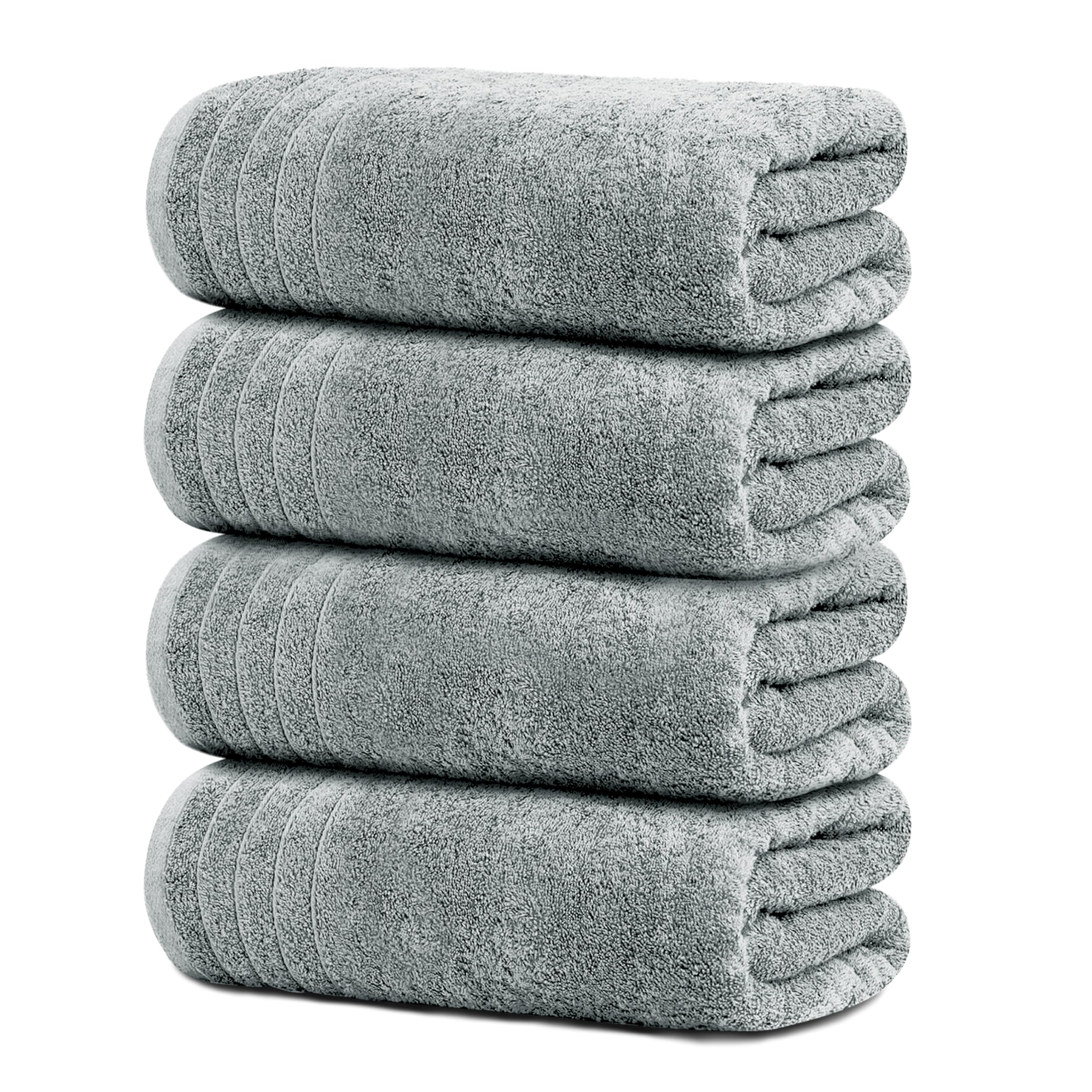 Tens Towels Pack of 4 Extra Large Bath Towels 30 x 60 Inches, 100% Cotton, Larger & Lighter Weight, Quicker to Dry, Super Soft and Absorbent, Perfect for Bathroom, Black