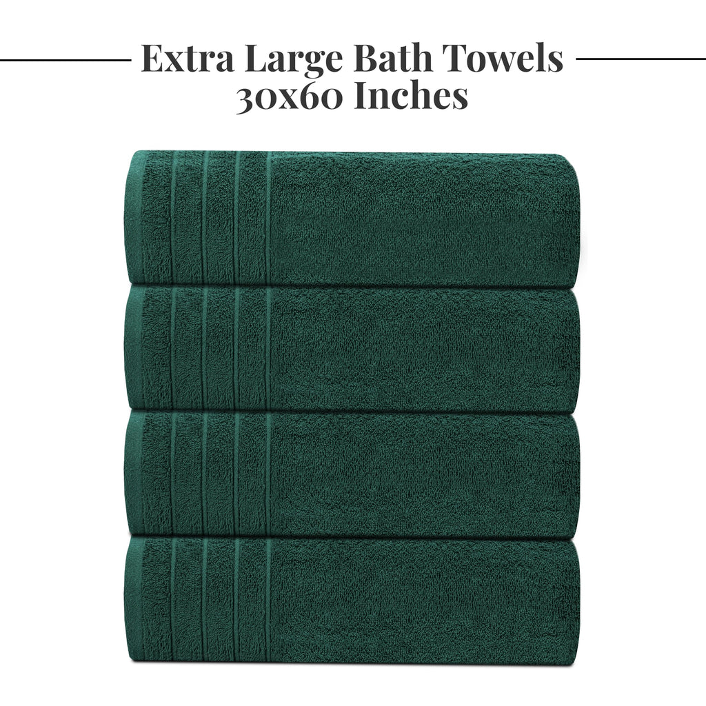 Tens Towels Pack of 4 Extra Large Bath Towels 30 x 60 Inches, 100% Cotton, Larger & Lighter Weight, Quicker to Dry, Super Soft and Absorbent, Perfect for Bathroom, Black