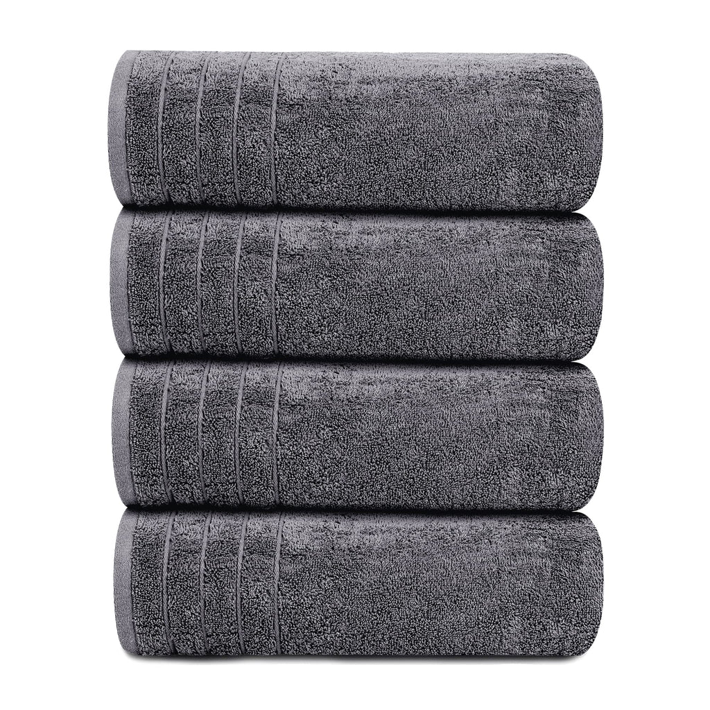 Tens Towels Pack of 4 Extra Large Bath Towels 30 x 60 Inches, 100% Cotton, Larger & Lighter Weight, Quicker to Dry, Super Soft and Absorbent, Perfect for Bathroom, Black