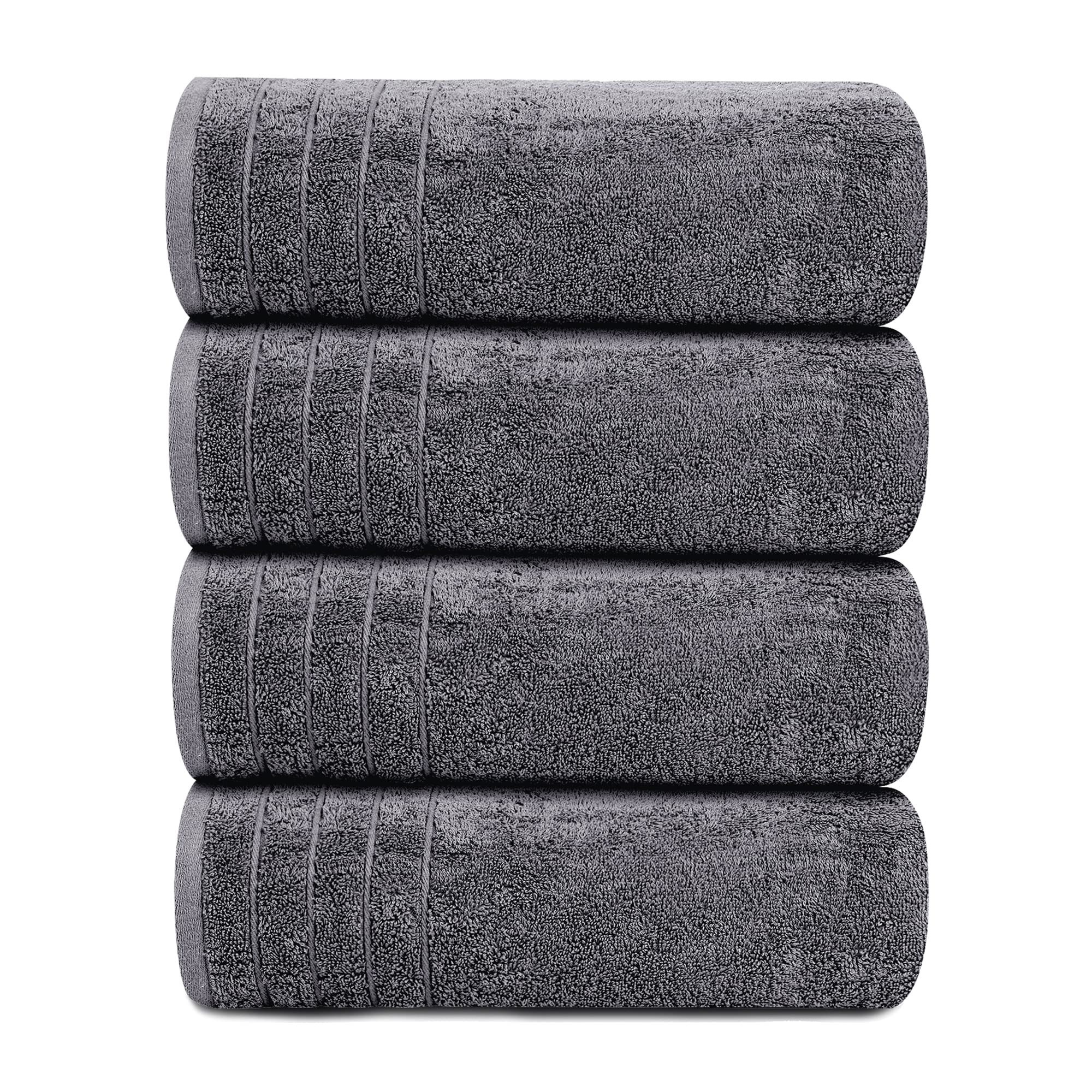 Tens Towels Pack of 4 Extra Large Bath Towels 30 x 60 Inches, 100% Cotton, Larger & Lighter Weight, Quicker to Dry, Super Soft and Absorbent, Perfect for Bathroom, Black