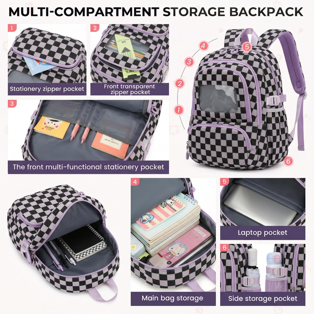Corduroy School Backpack Set for Girls Boys Women, 3Pcs Kids Bookbag with Lunch Box & Pencil Pouch, Elementary Middle High School College Daypack 15.6" Laptop Bag for Work Travel, Leopard Brown