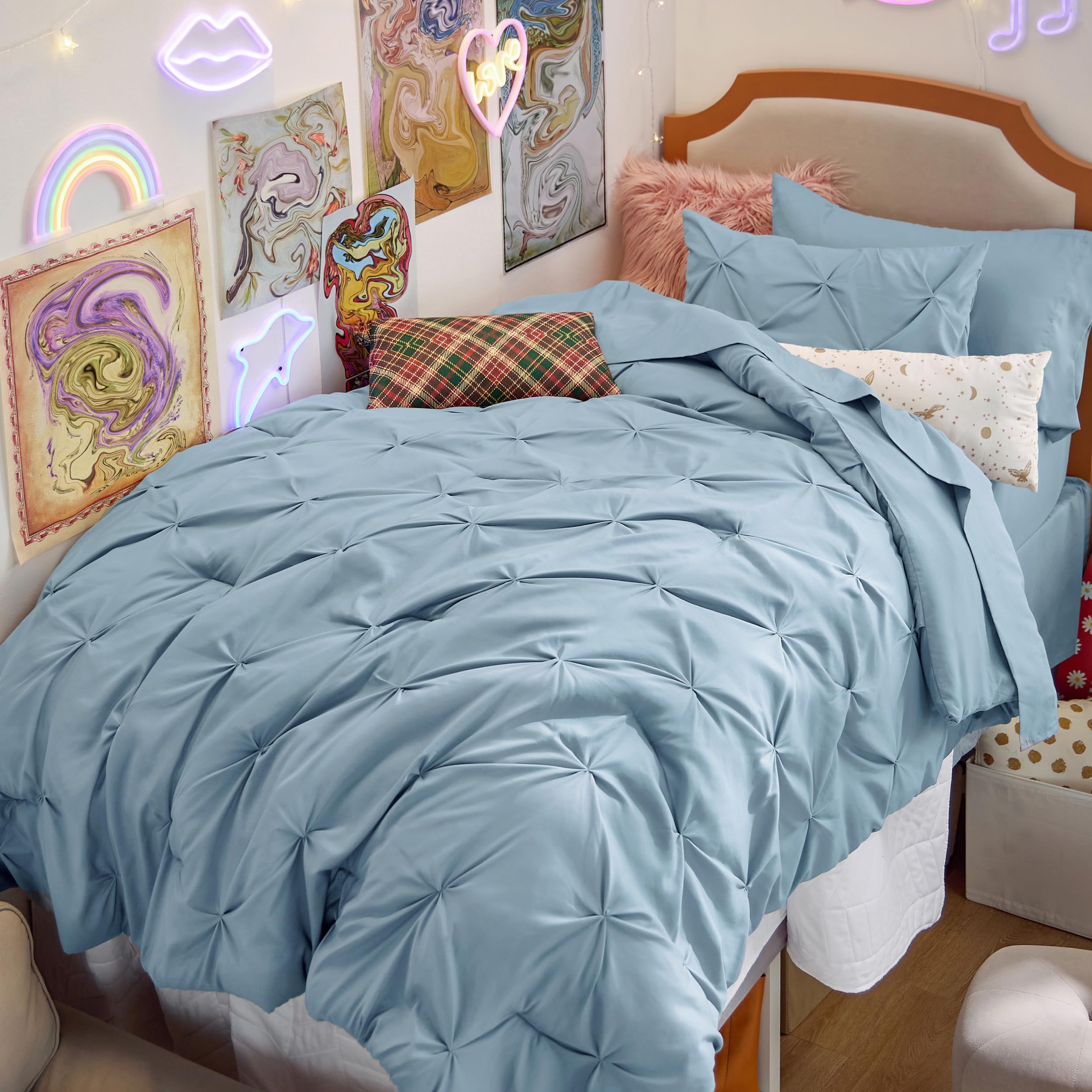 Bedsure Twin XL Comforter Set Pink - Dorm Room Essentials for Girls, Extra Long Twin XL Bedding Set with Sheets, All Season Down Alternative Comforter with Sheets, Pillowcase & Sham