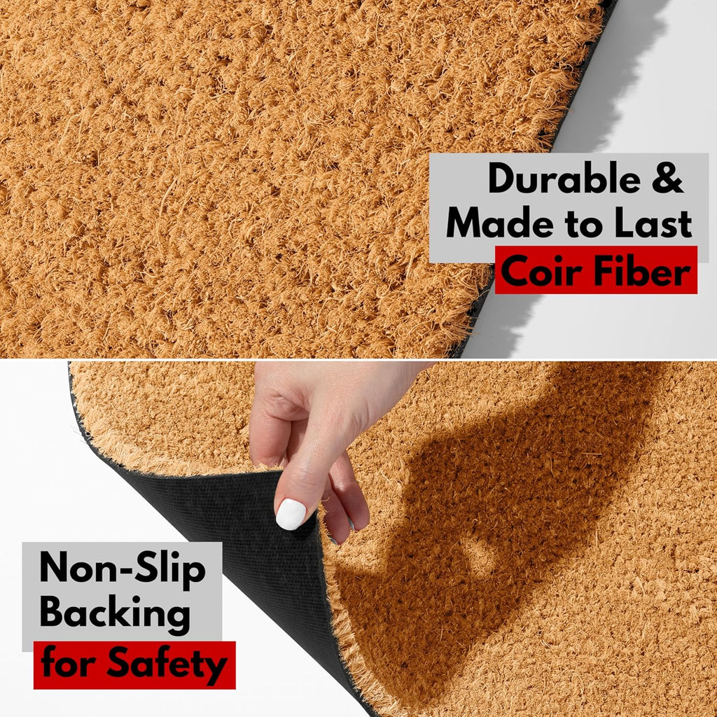 Personalized Doormat with Family Name & 6 Designs, 18" x 30" - Durable Coir Fiber with Anti-Slip Backing, Outdoor-Indoor Use